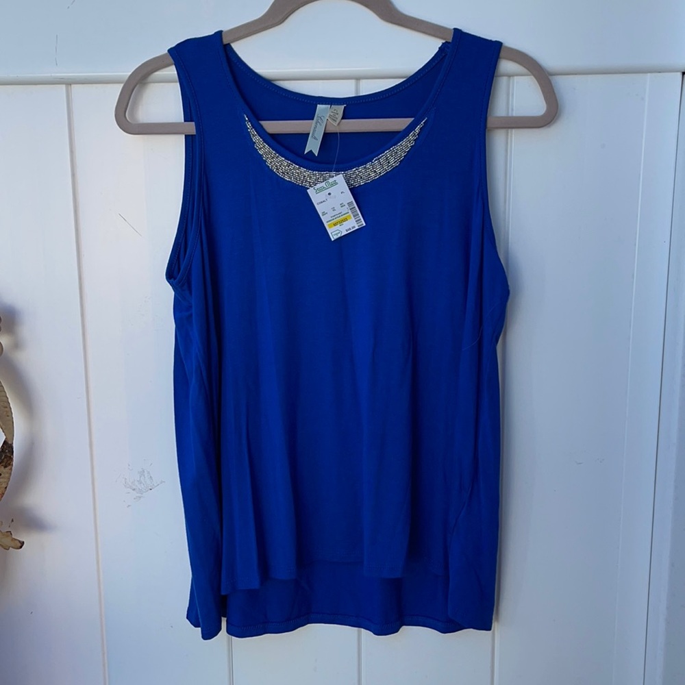 Chenault size petite large sleeveless royal blue blouse